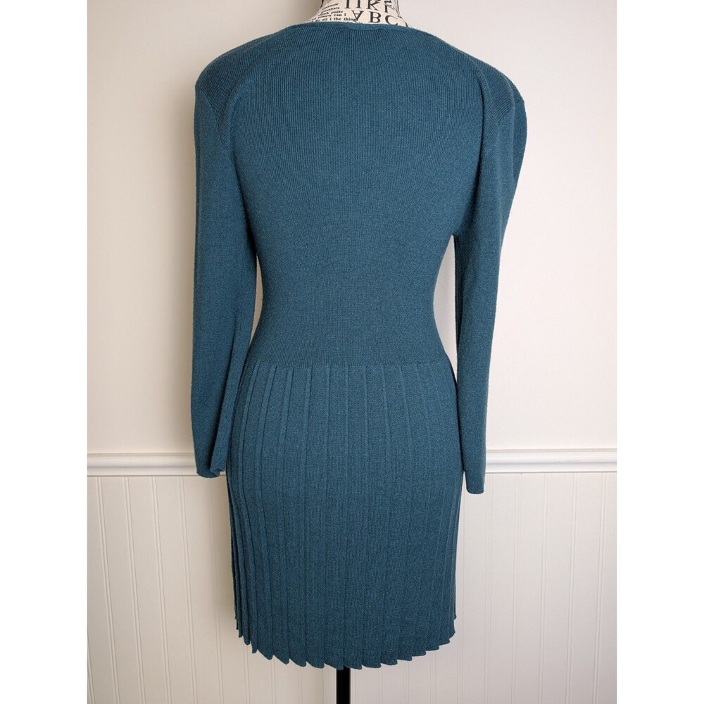 Soft Surroundings Sweater Dress Womens Small Green Pleated Hem Cashmere Blend - Picture 2 of 10